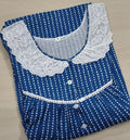 Soft Cotton Pleated, With Pockets, Half Open Medium Printed Nighty