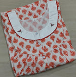 Soft Cotton Pleated, With Pockets, Half Open Medium Printed Nighty