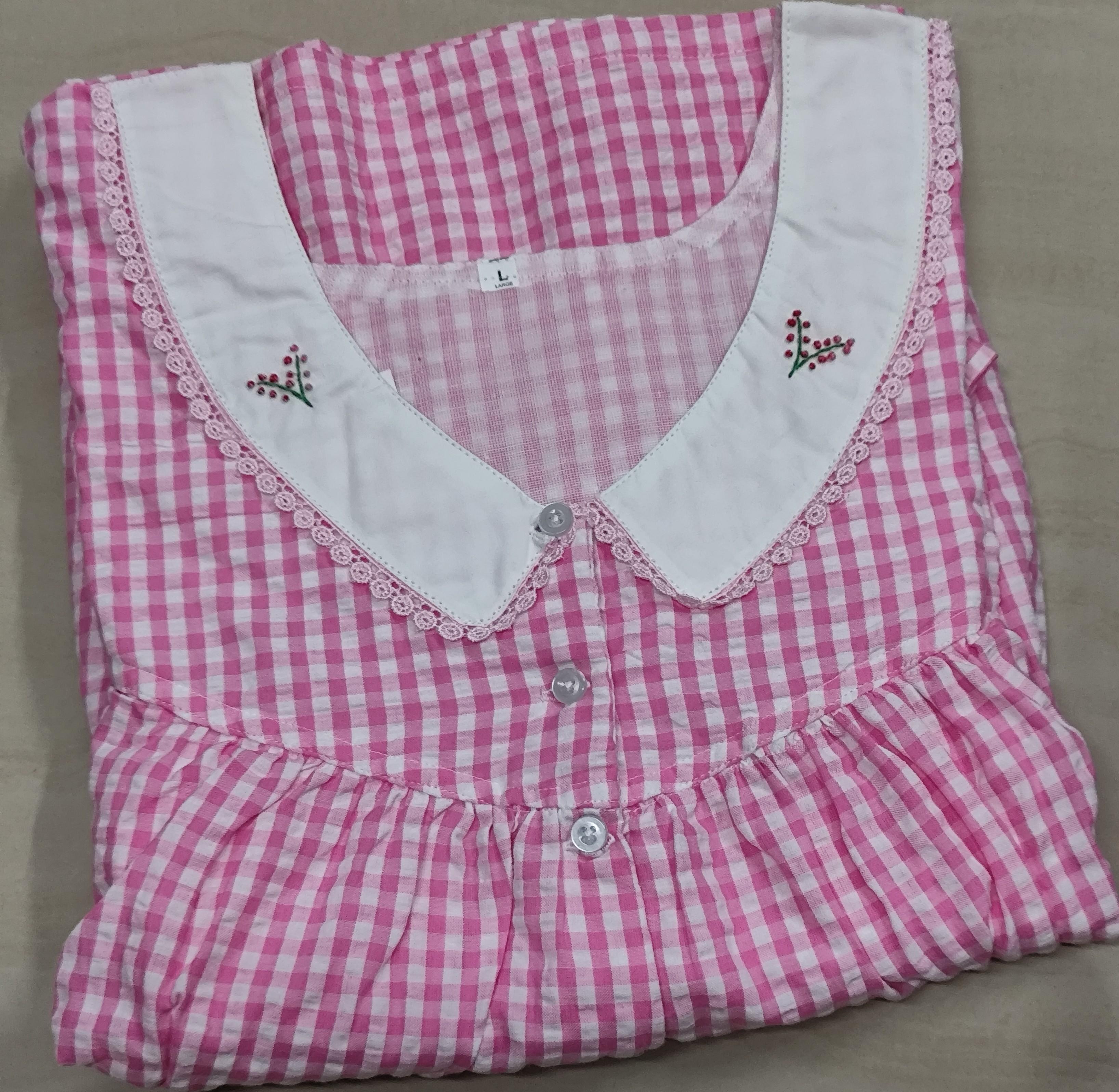Bantex Pleated, With Pockets, Half Open Large Printed Nighty