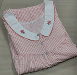 Soft Cotton Pleated, With Pockets, Half Open Large Printed Nighty