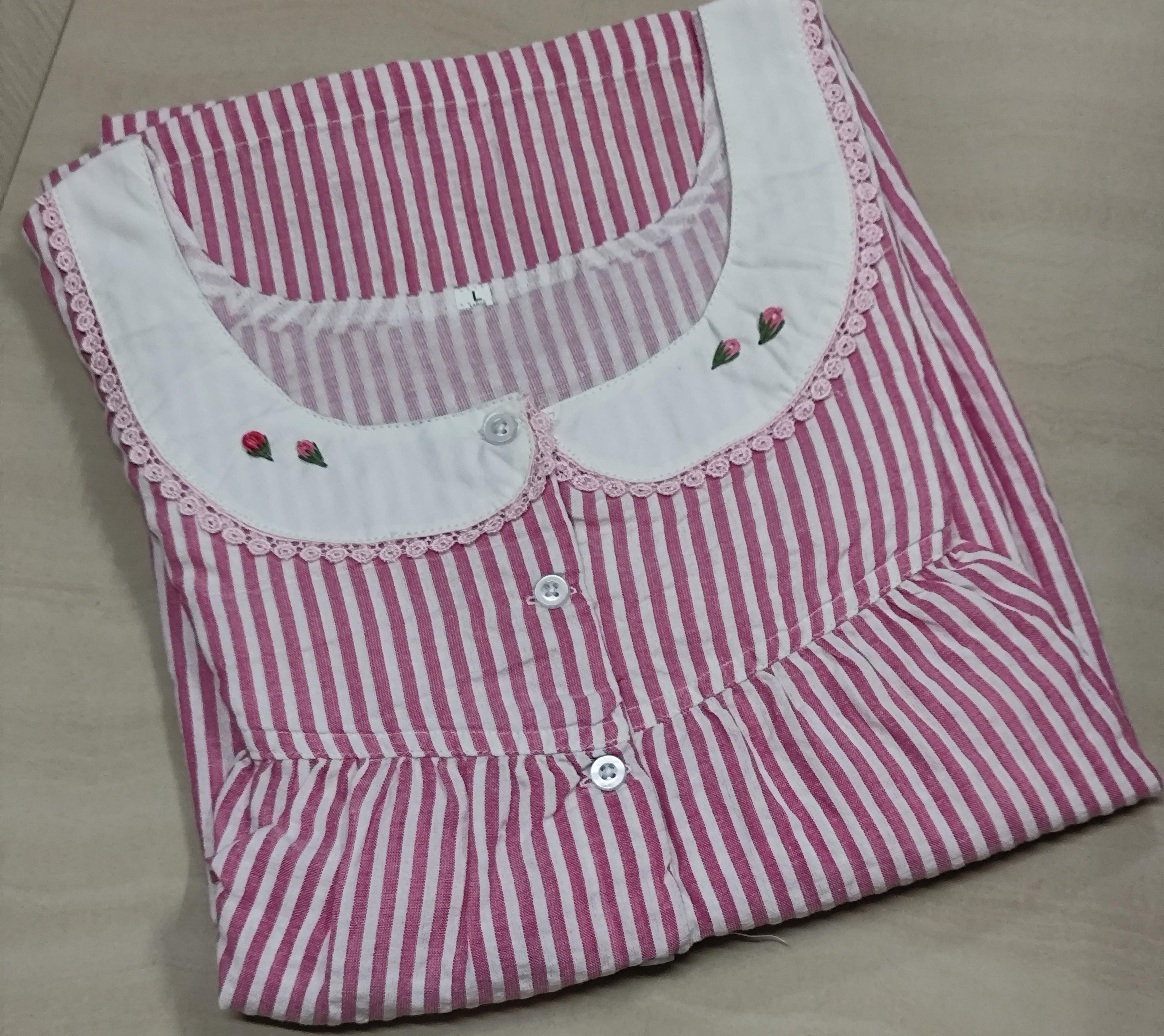Bantex Pleated, With Pockets, Half Open Large Printed Nighty
