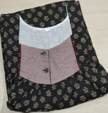 Soft Cotton Pleated, With Pockets, Half Open Small Printed Nighty