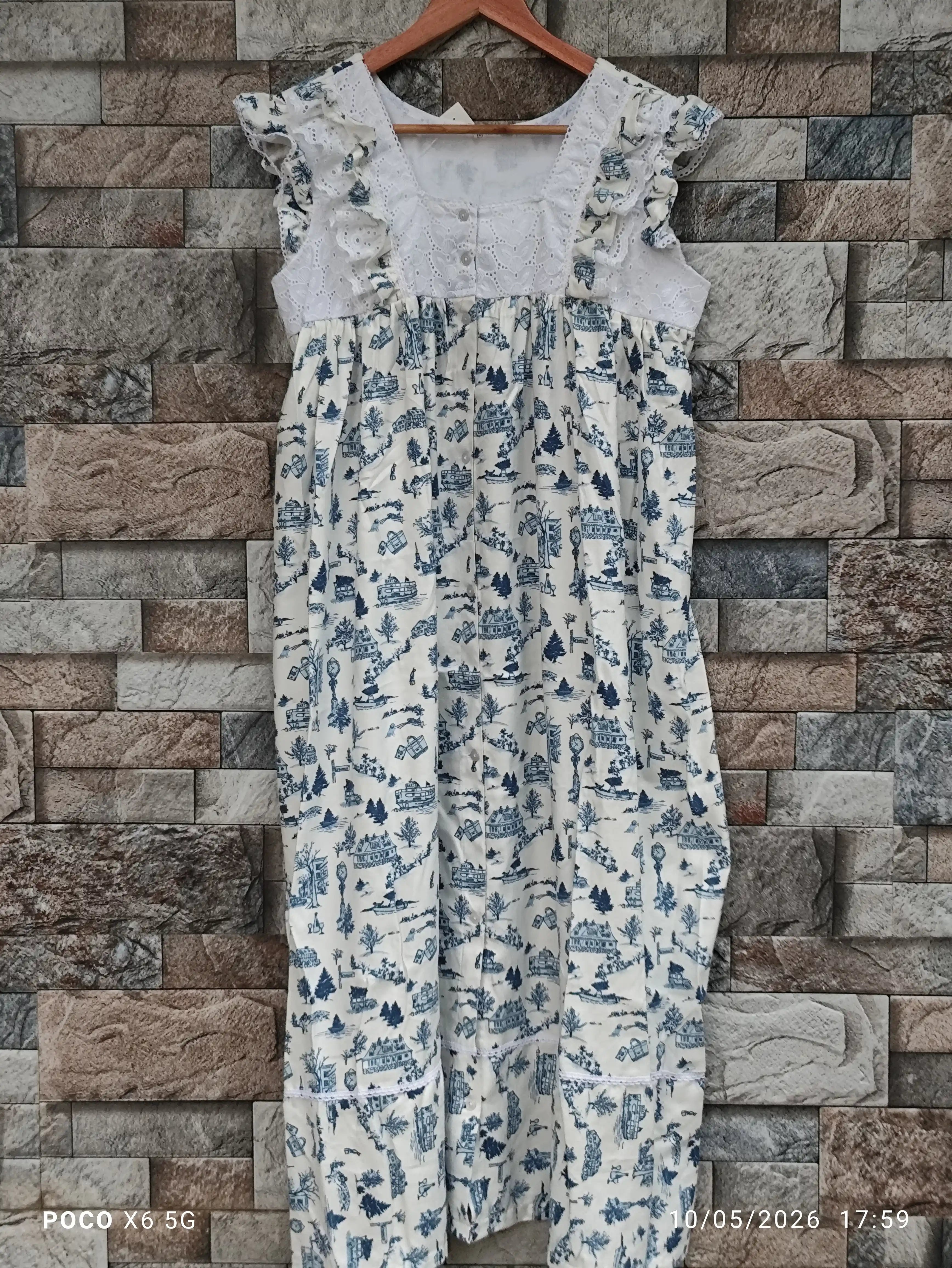 Cotton Pleated, Side zip, With Pockets, Back A-line Medium Printed Maternity Wear
