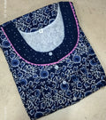 Cotton Pleated, With Pockets, Half Open Small Printed Nighty