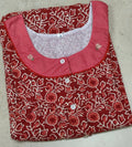 Cotton Pleated, With Pockets, Half Open Small Printed Nighty