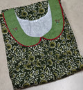 Cotton Pleated, With Pockets, Half Open Small Printed Nighty