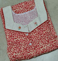 Cotton Pleated, With Pockets, Half Open Small Printed Nighty
