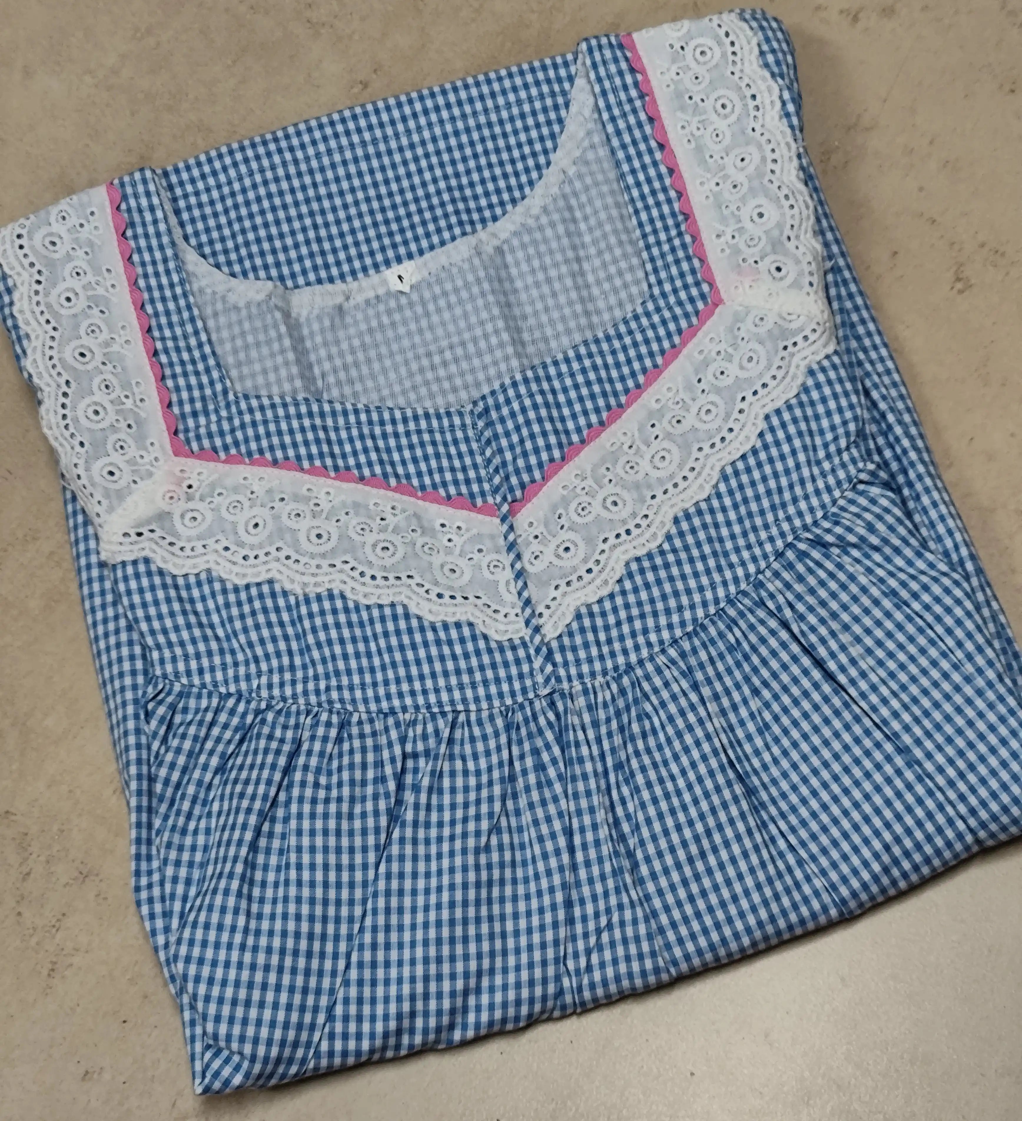Cotton Pleated, With Pockets, No Open Medium Printed Nighty