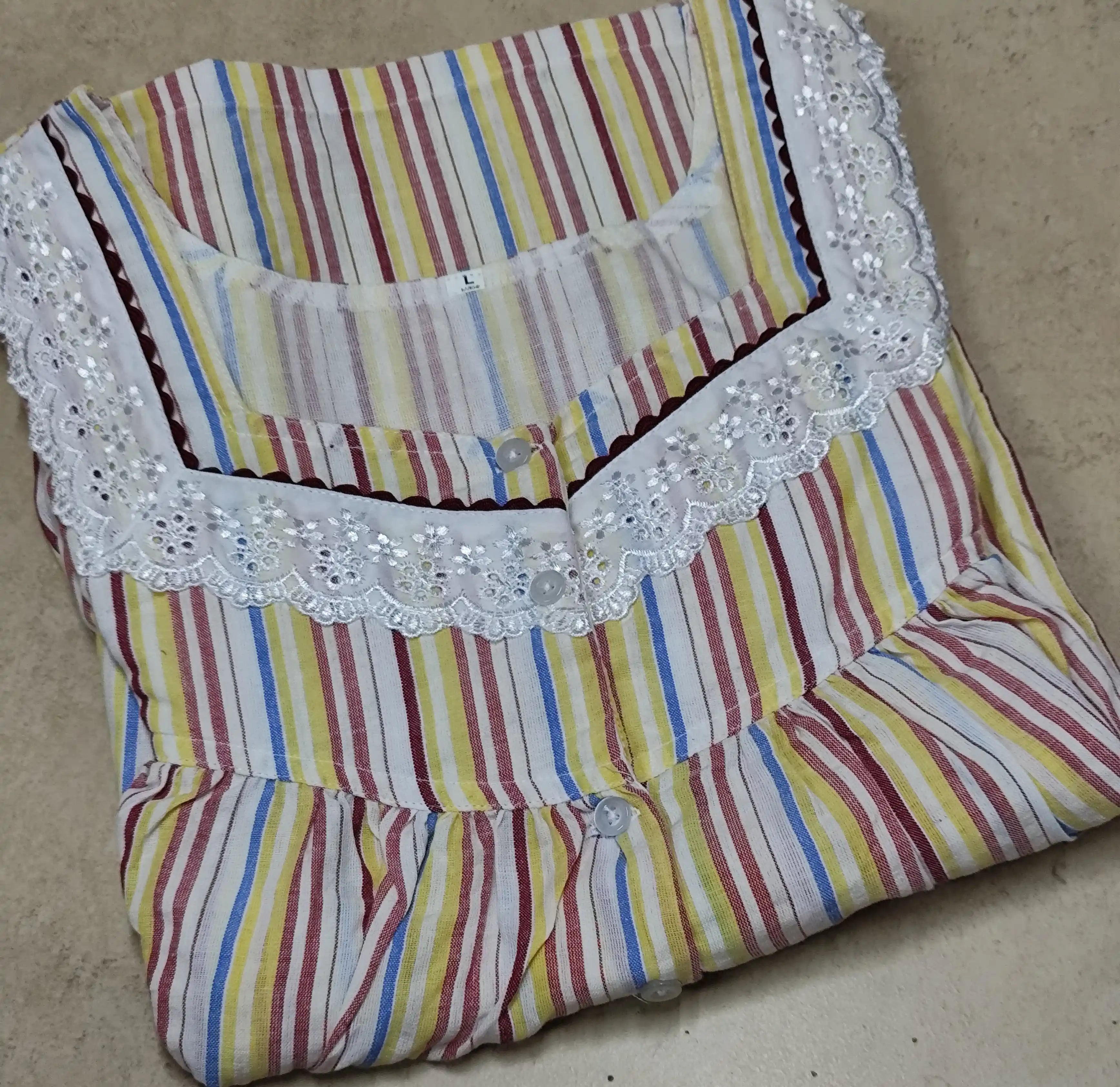 Bantex Pleated, With Pockets, Half Open Large Printed Nighty