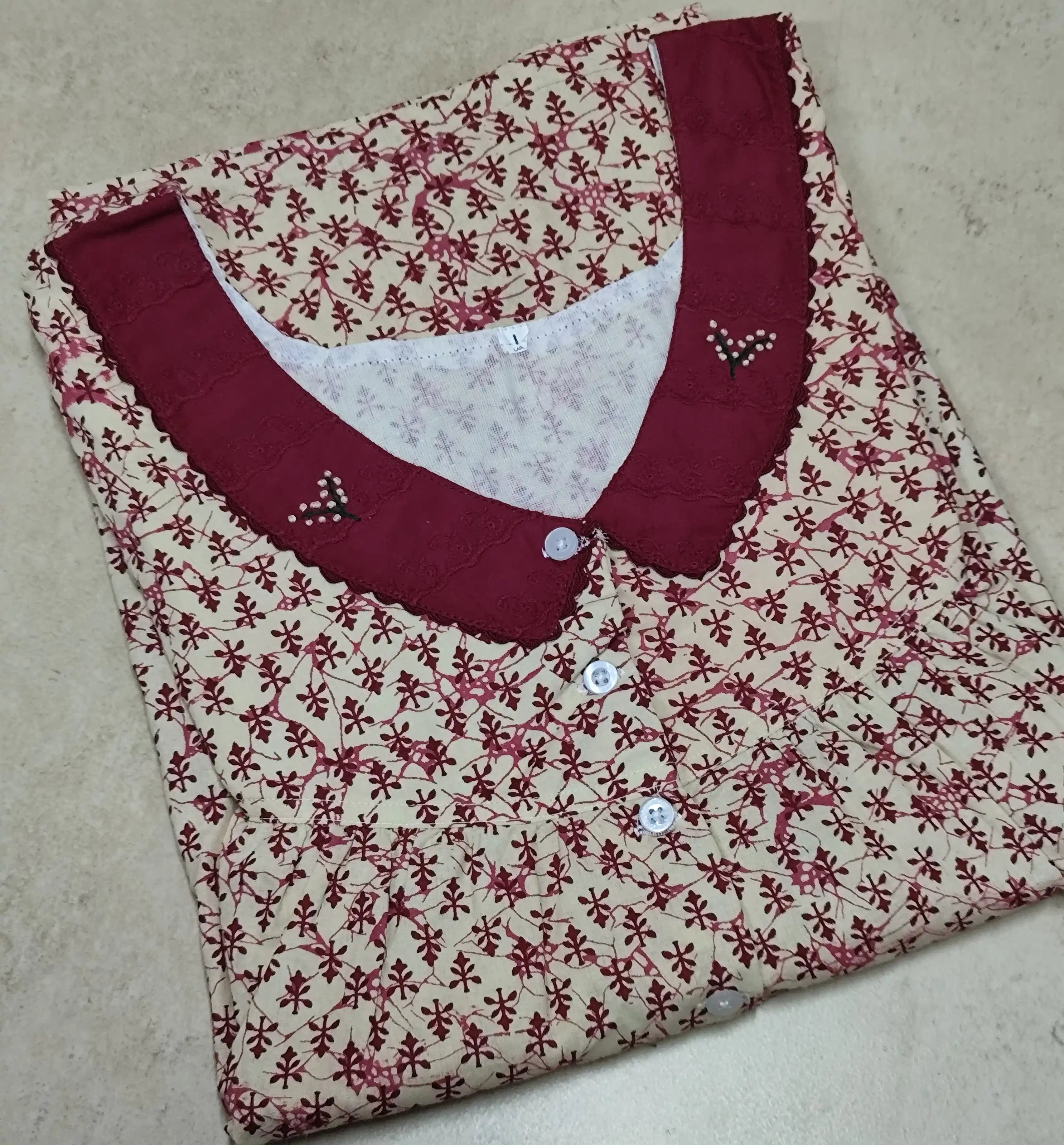 Bantex Pleated, With Pockets, Half Open Large Printed Nighty