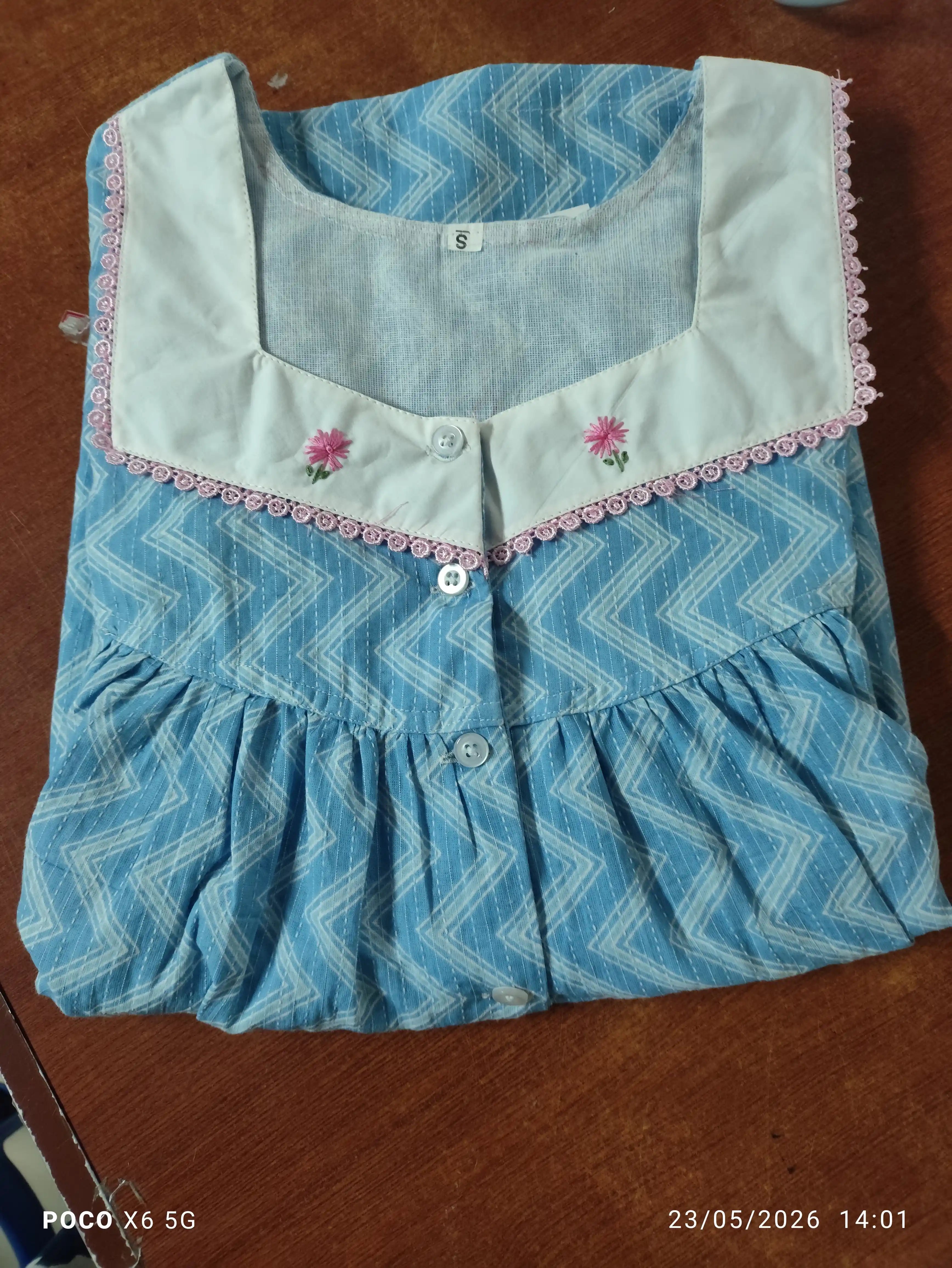 Bantex Pleated, With Pockets, Half Open Small Printed Nighty