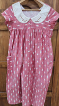 Cotton Pleated, With Pockets, Back A-line, Full Open Large Printed Maternity Wear