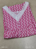 Cotton Pleated, With Pockets, No Open Large Printed Nighty