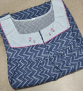 Cotton Pleated, With Pockets, No Open Large Printed Nighty