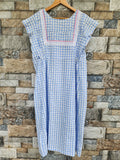 Cotton Pleated, With Pockets, Back A-line, Full Open, Side elastic Small Printed Frock Nighty
