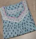 Soft Cotton Pleated, With Pockets, No Open Small Printed Nighty