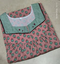 Cotton Pleated, With Pockets, No Open Small Printed Nighty