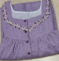 Hacoba Pleated, With Pockets, Half Open Small Printed Nighty