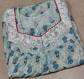 Cotton Pleated, With Pockets, Half Open Small Printed Nighty