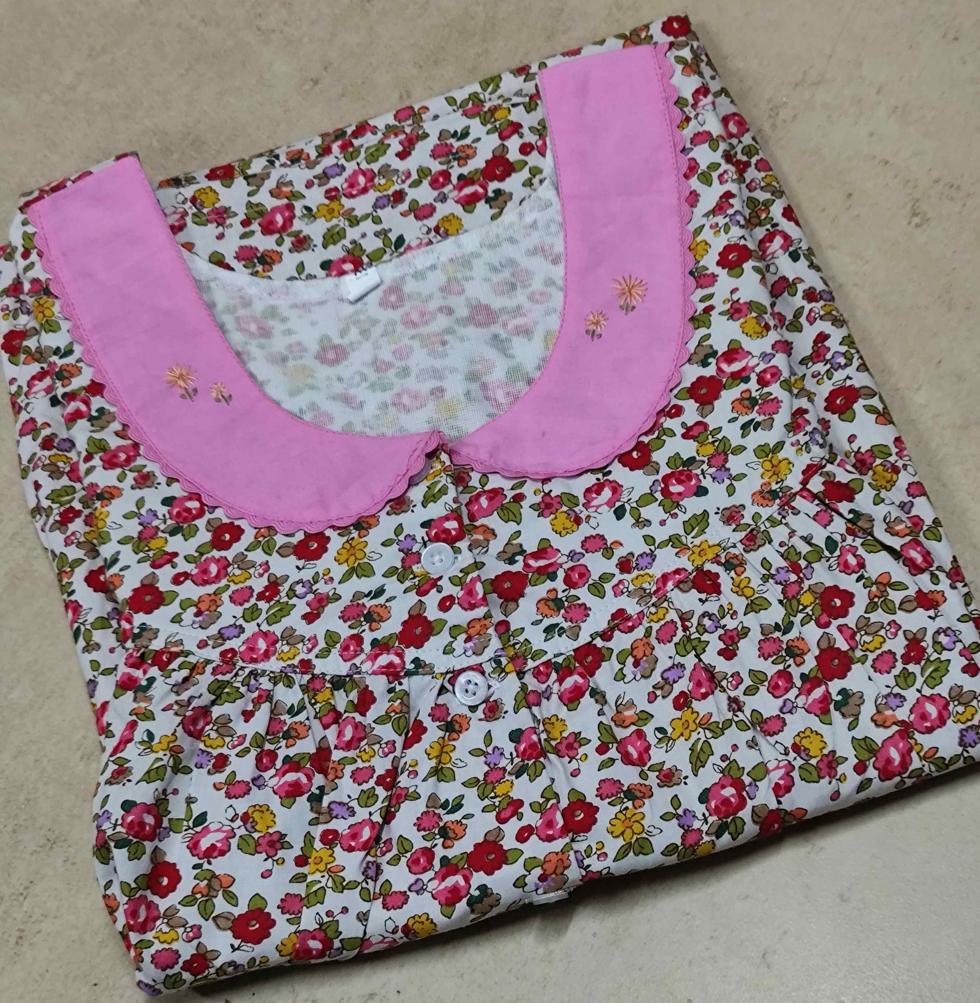 Bantex Pleated, With Pockets, Half Open Small Printed Nighty