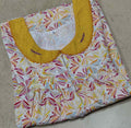 Cotton Pleated, With Pockets, Half Open Medium Printed Nighty