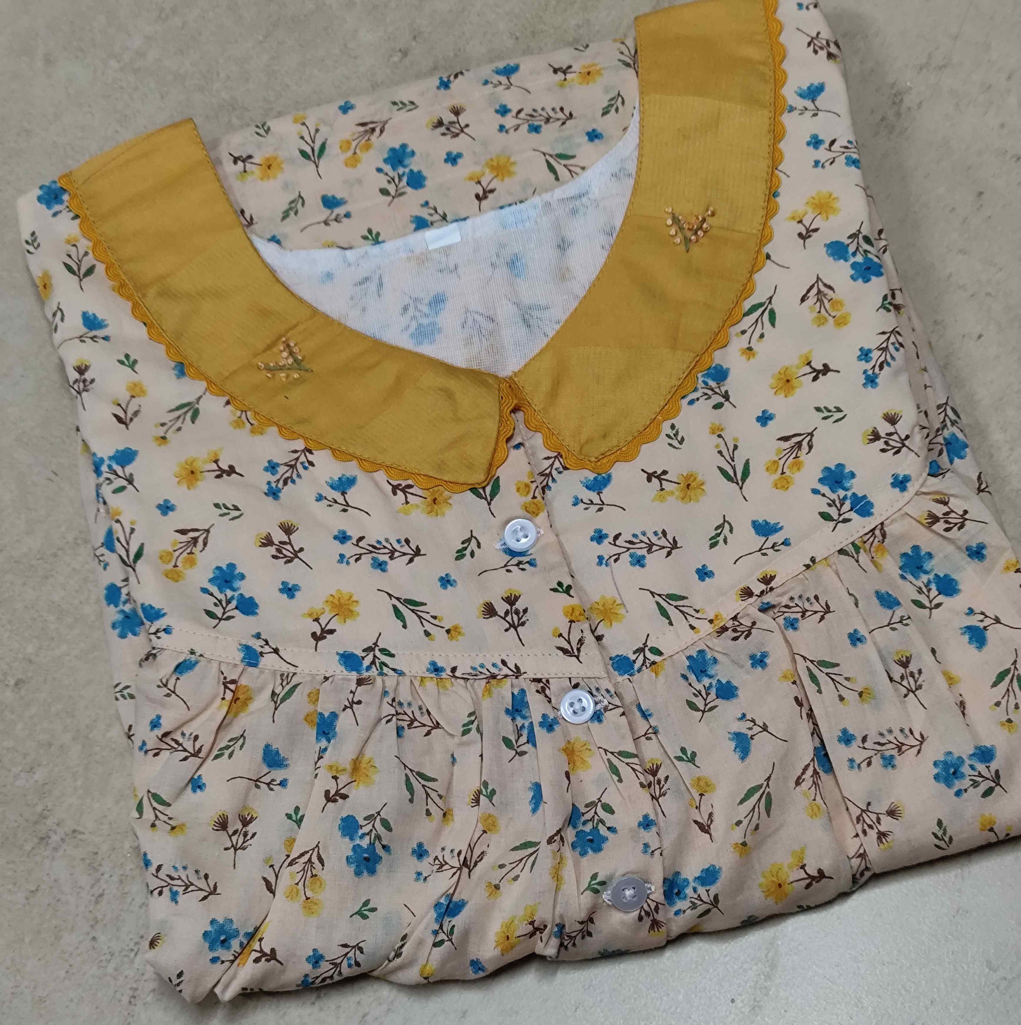 Cotton Pleated, With Pockets, Half Open, Side elastic Medium Printed Maternity Wear