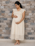 Cotton Pleated, With Pockets, Central zip Large Printed Maternity Wear
