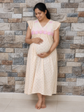 Cotton Pleated, Side zip, With Pockets Medium Printed Maternity Wear