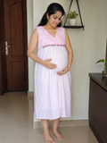 Cotton Pleated, With Pockets, Central zip Large Printed Maternity Wear