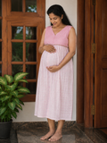 Cotton Pleated, With Pockets, Central zip Large Printed Maternity Wear