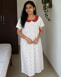 Cotton Pleated, With Pockets, Full Open Large Printed Nighty