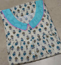 Cotton Pleated, With Pockets, Half Open Medium Printed Nighty