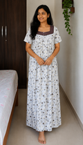 Cotton Pleated, Full Open Medium Printed Nighty