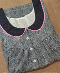 Cotton Pleated, With Pockets, Half Open Large Printed Nighty