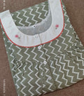 Cotton Pleated, With Pockets, Half Open Medium Printed Nighty