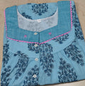 Cotton Pleated, With Pockets, Half Open Medium Printed Nighty