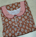 Cotton Pleated, With Pockets, Half Open Medium Printed Nighty