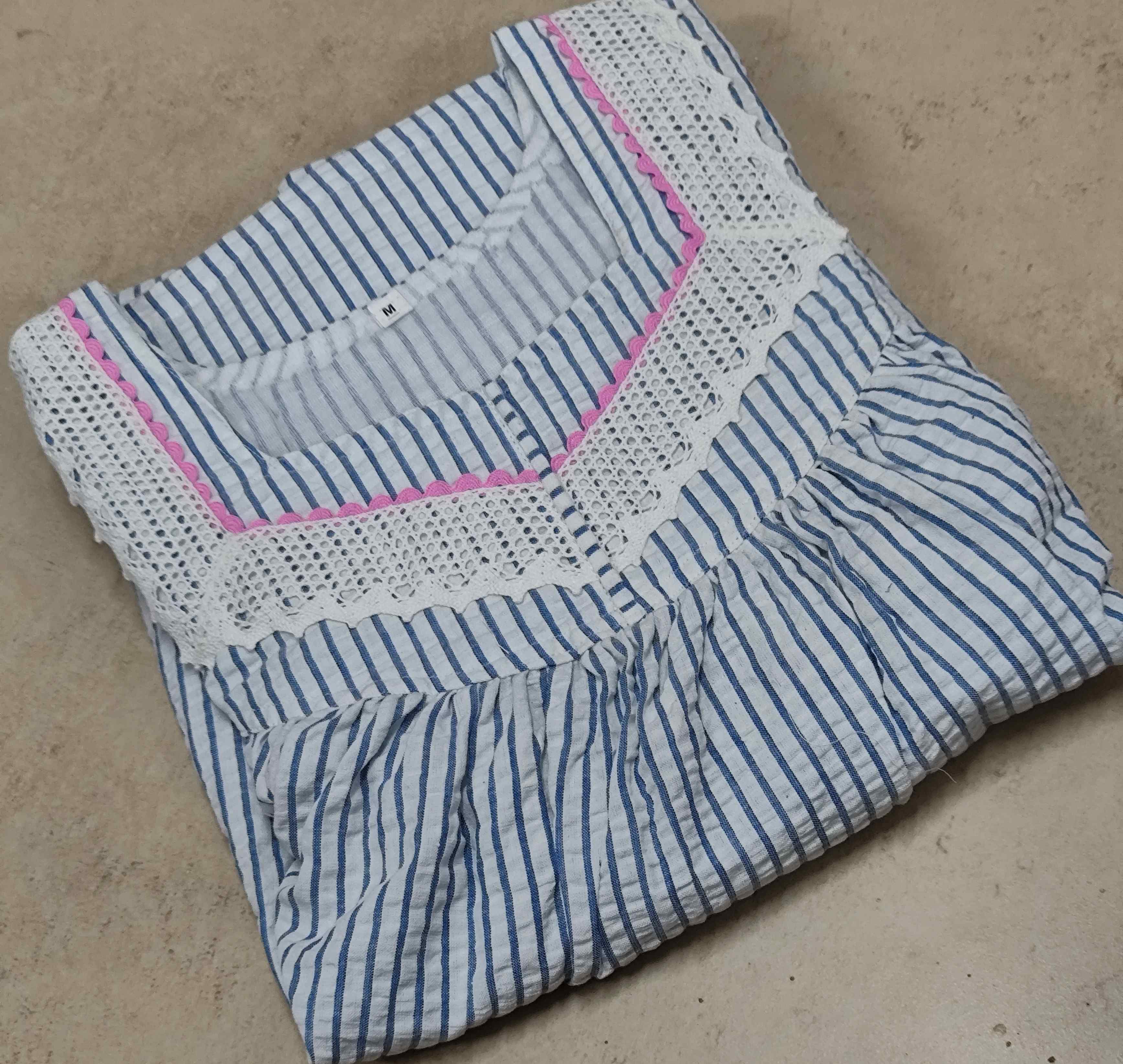Cotton Pleated, With Pockets, No Open Medium Printed Nighty