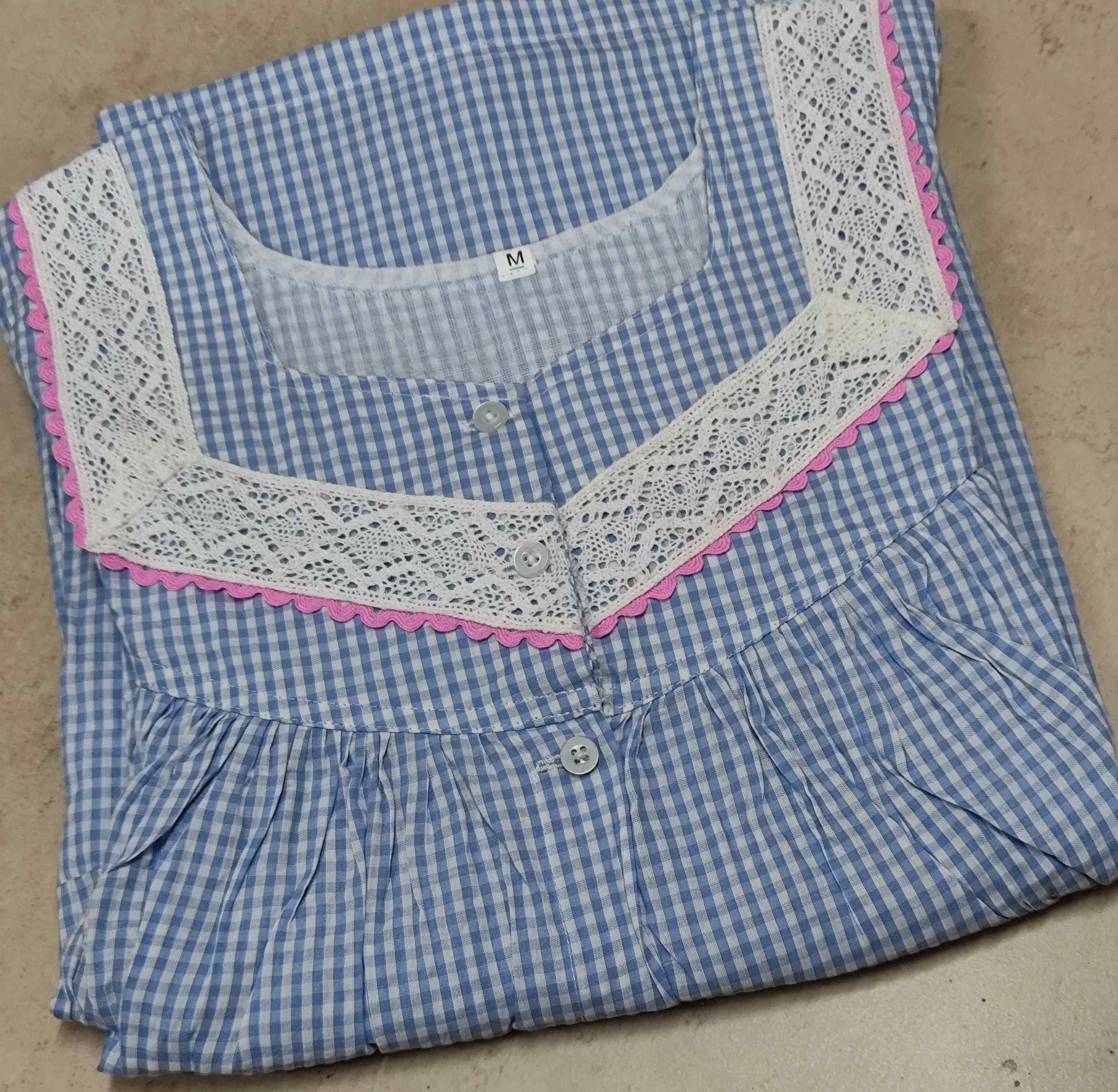 Cotton Pleated, Full Open Medium Printed Nighty