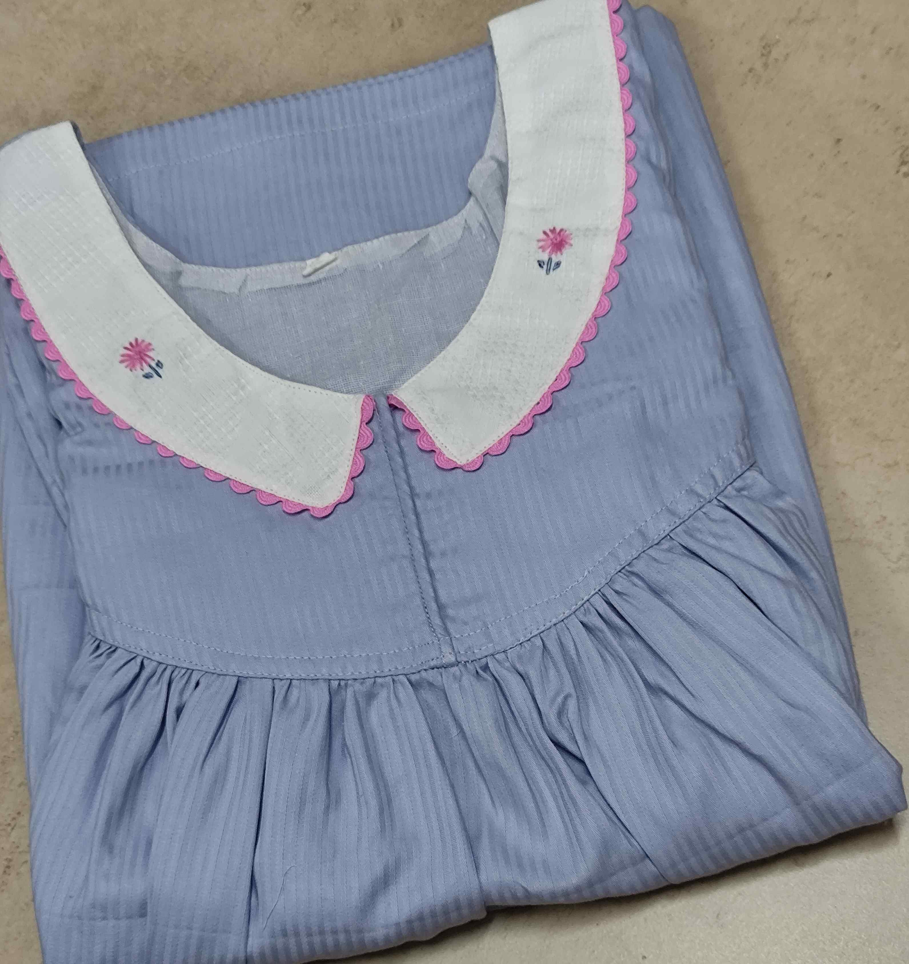 Cotton Pleated, With Pockets, No Open Medium Printed Nighty