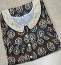 Cotton Pleated, With Pockets, Half Open Medium Printed Nighty