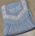 Cotton Pleated, With Pockets, No Open Medium Printed Nighty