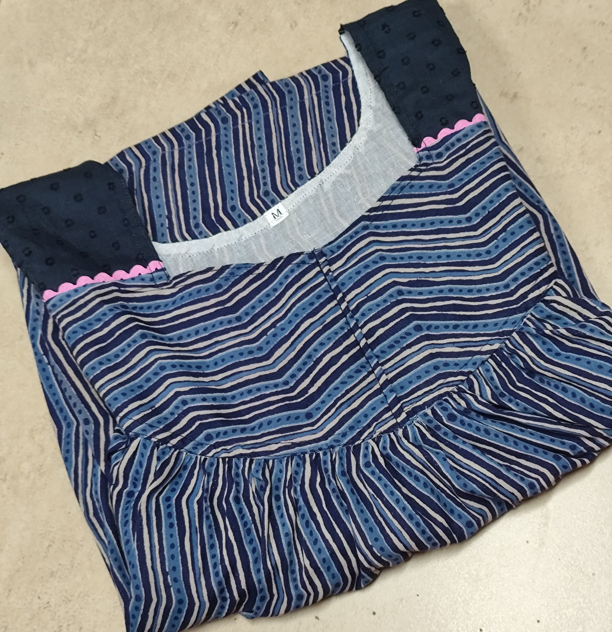 Cotton Pleated, With Pockets, No Open Medium Printed Nighty