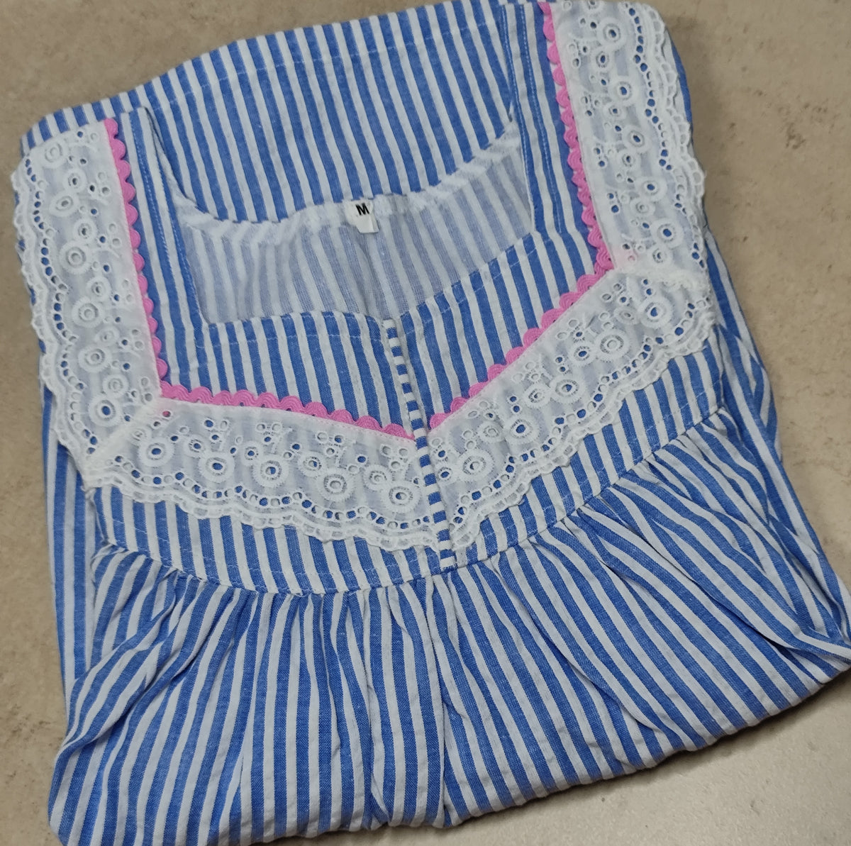 Cotton Pleated, With Pockets, No Open Medium Printed Nighty
