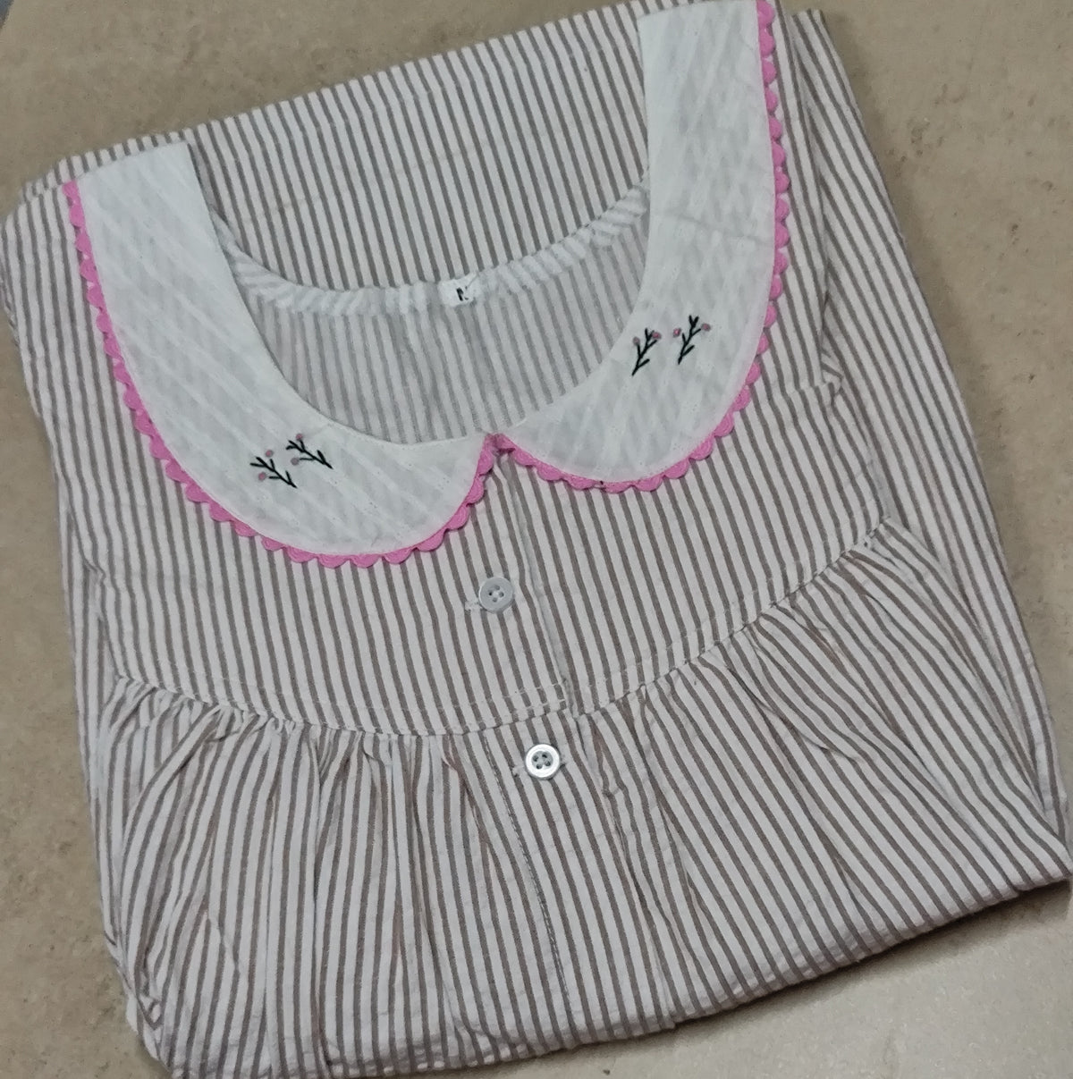 Cotton Pleated, Full Open Medium Printed Nighty