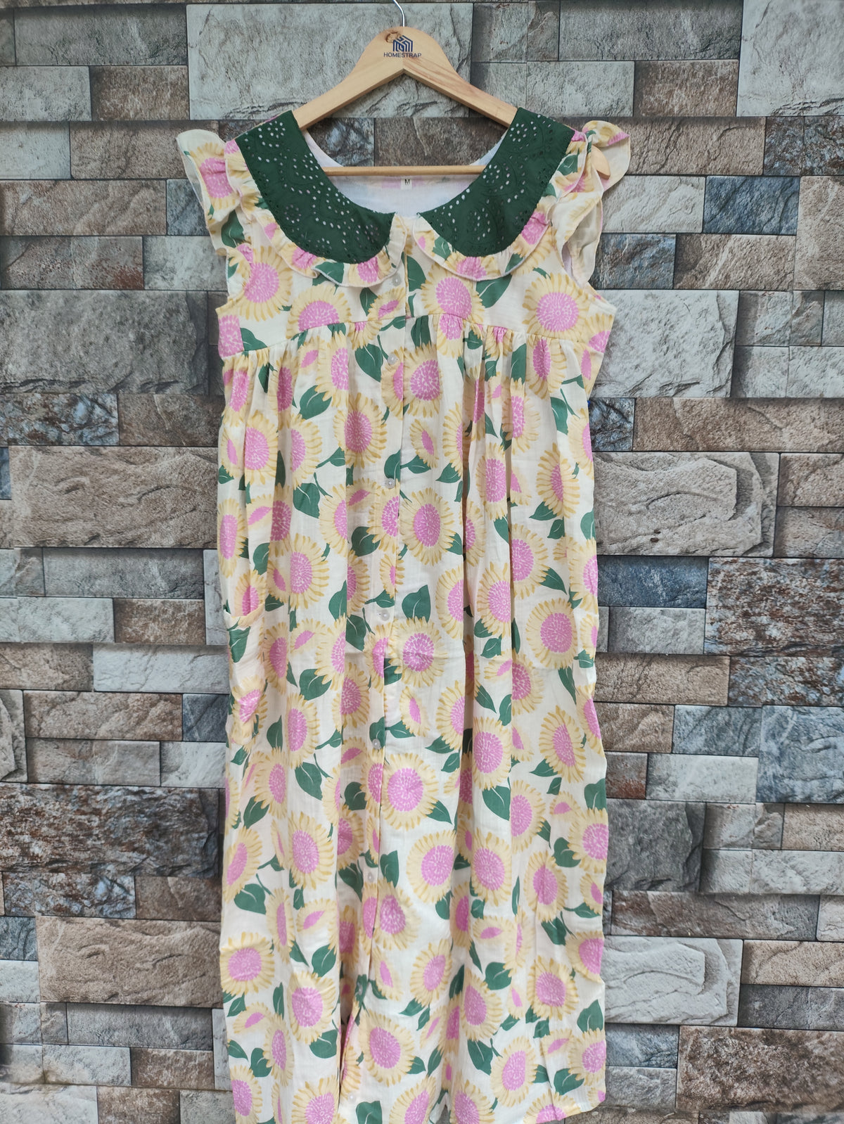 Cotton With Pockets, Full Open Medium Printed Maternity Wear