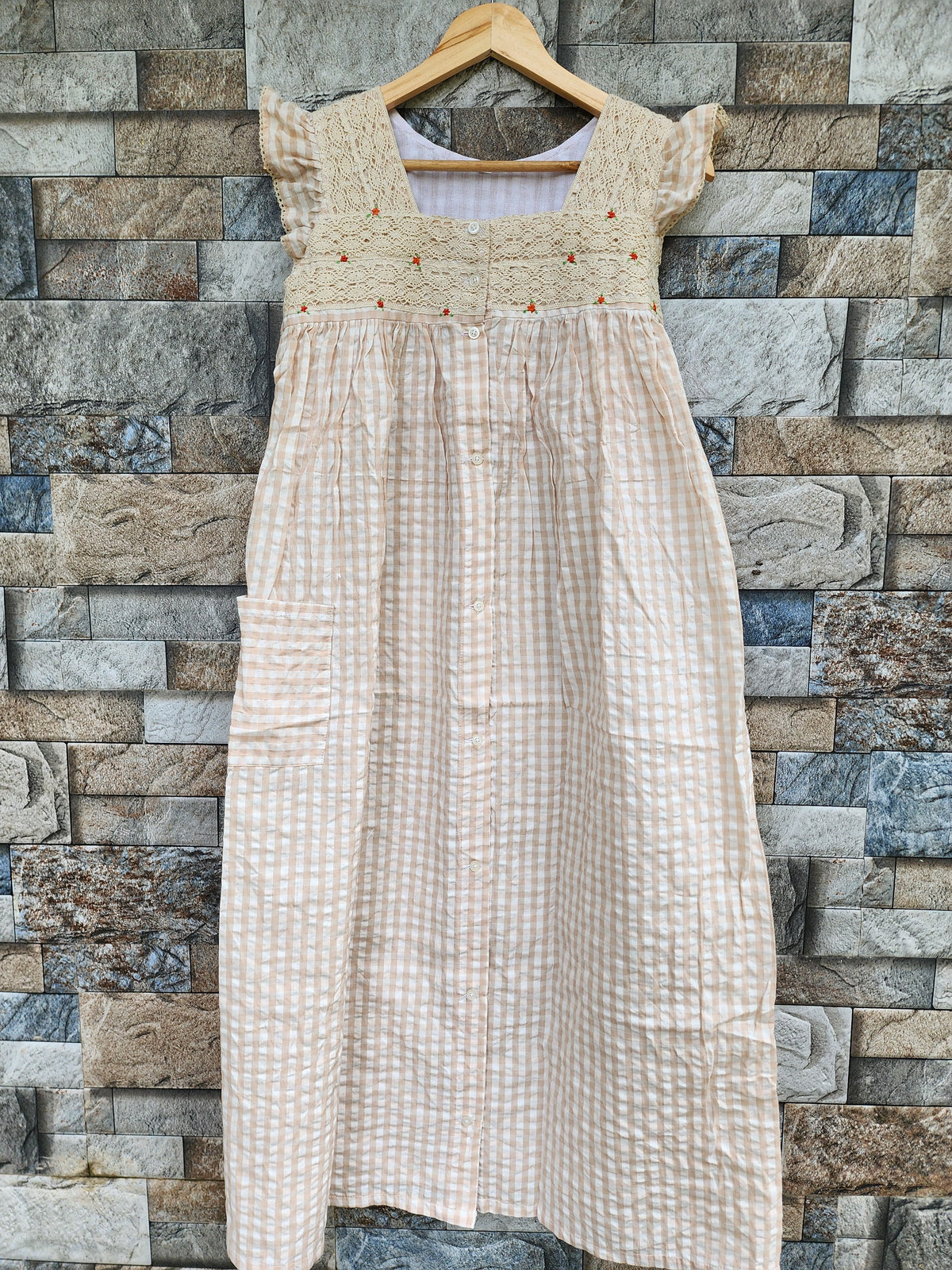 Cotton With Pockets, Full Open Large Printed Nighty