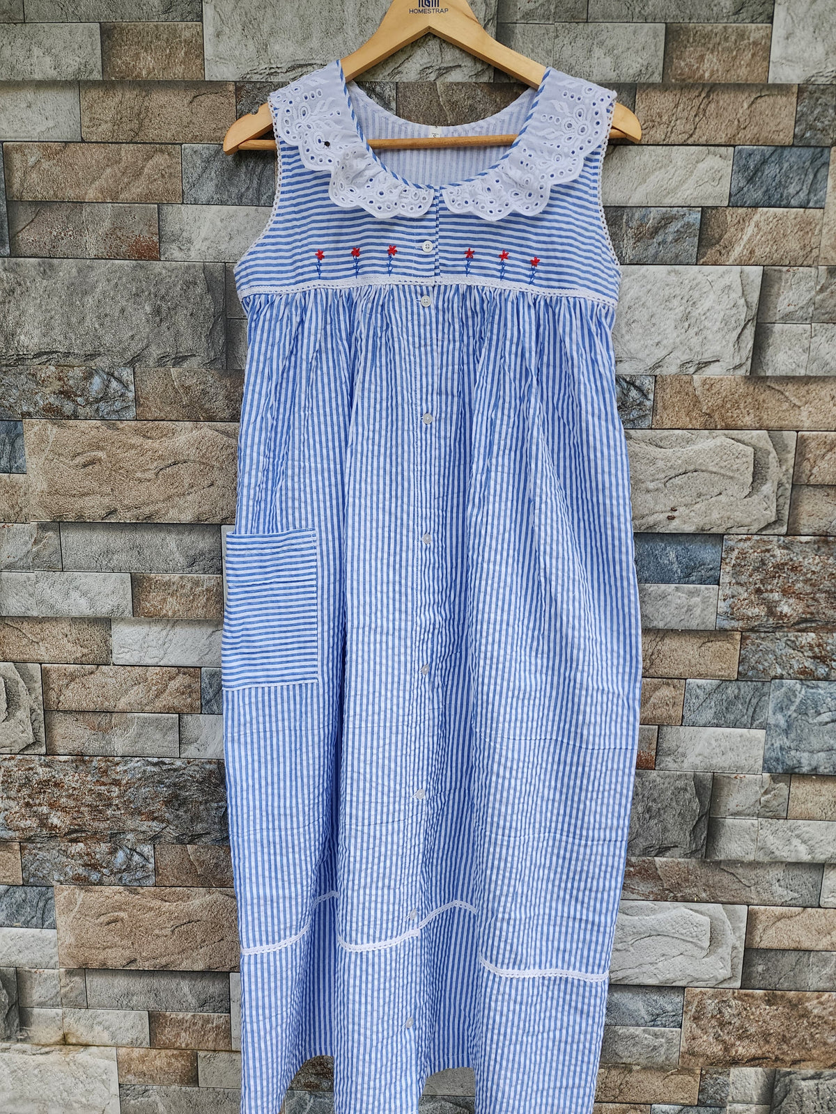 Cotton With Pockets, Full Open Small Printed Maternity Wear