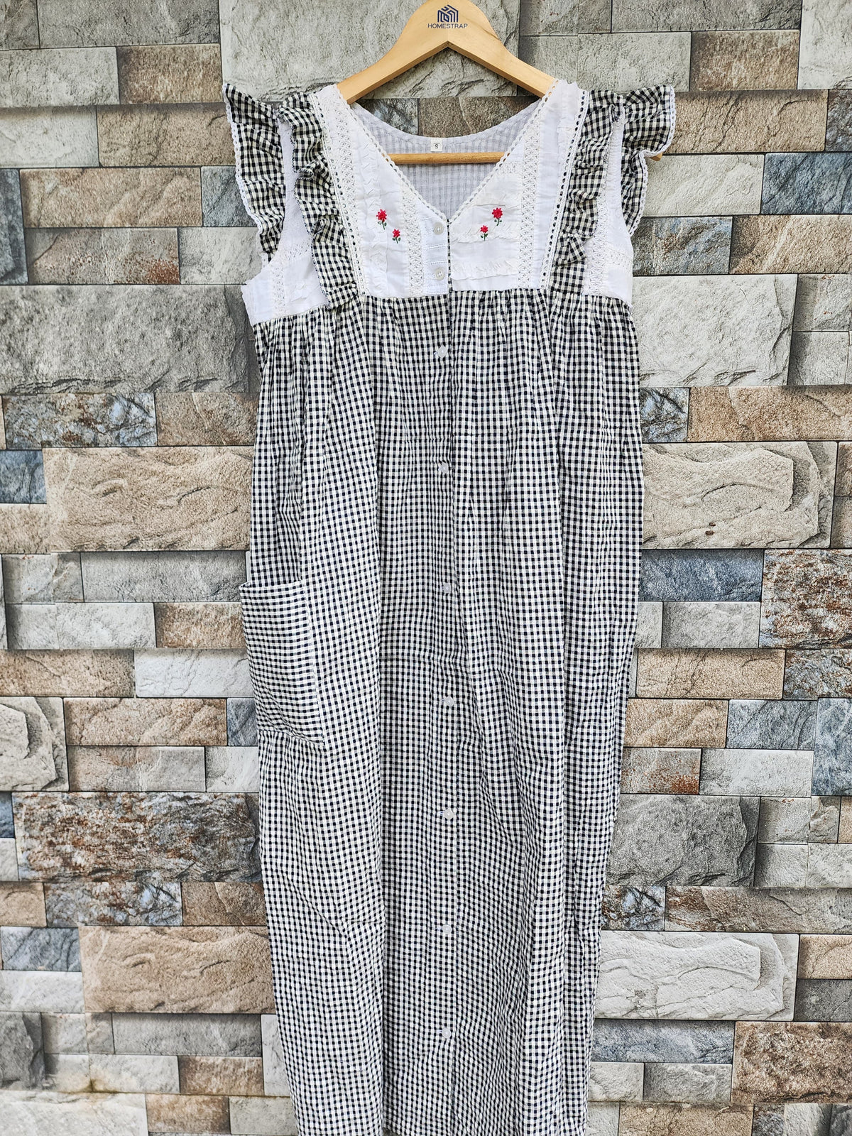 Cotton With Pockets, Full Open Small Printed Maternity Wear
