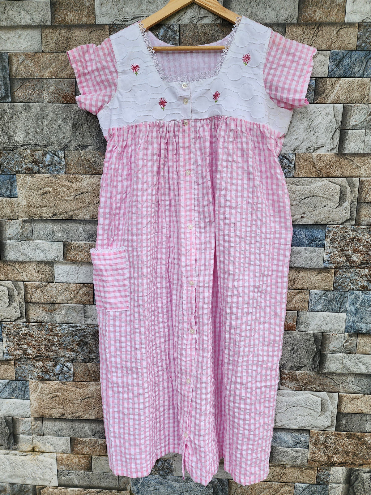 Cotton With Pockets, Full Open Medium Printed Maternity Wear